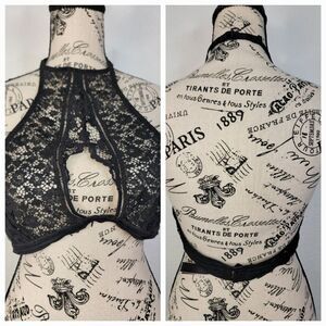 Victorias Secret Halter Bralette Top L Black Very Sexy Lace Fairy Goth Coquette